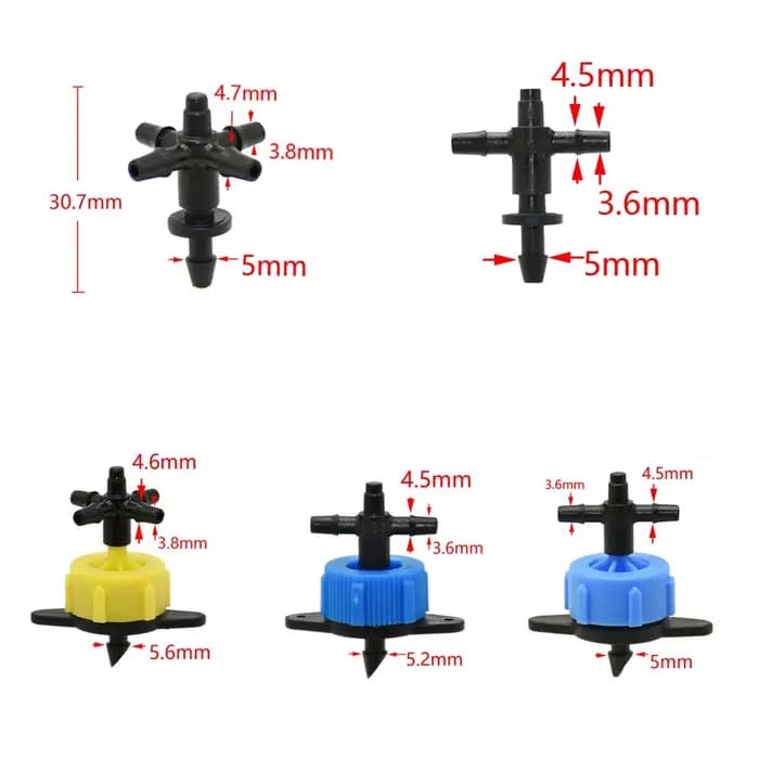 Système d'irrigation goutte-à-goutte, 2L, 4L, 8L, 2/4 voies, flèche, connecteur compte-gouttes, sépa
