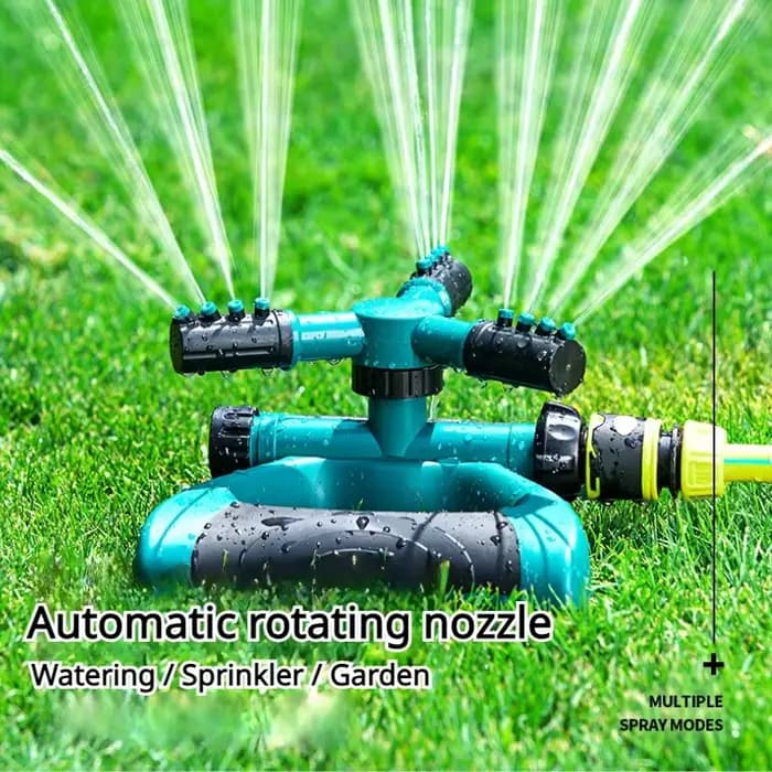 Arroseur de jardin portable à 3 bras, arroseur automatique pour pelouse extérieure