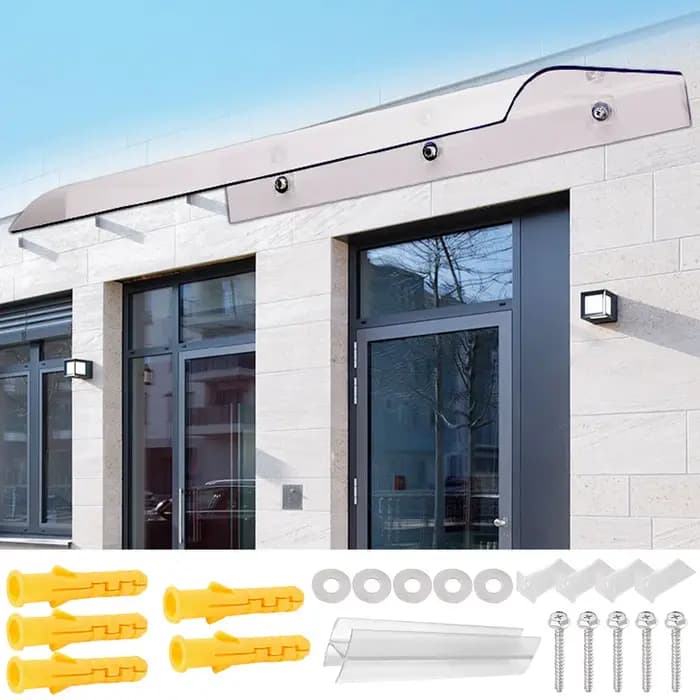 Auvent de porte avant, auvent extérieur incurvé, couverture en Polycarbonate givré, résistant à la p