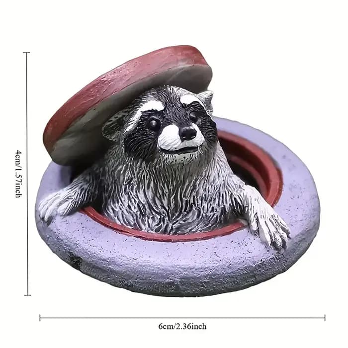 Ornement de raton laveur sous la couverture de trou d'homme, Simulation de micropaysage de jardin, d