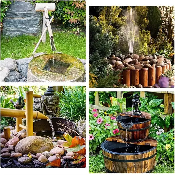 Fontaine flottante solaire extérieure 2.5W, bain d'oiseaux avec 6 buses pour étang, jardin, aquarium