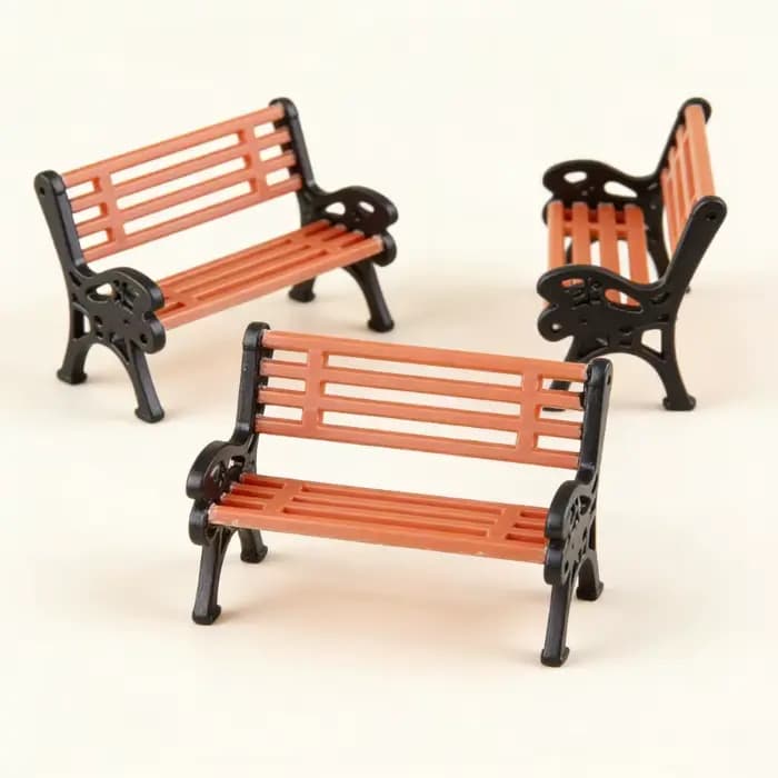 Lot de 3 bancs de parc miniatures, modèle 1:30, ornement de jardin miniature, artisanat DIY, figurin