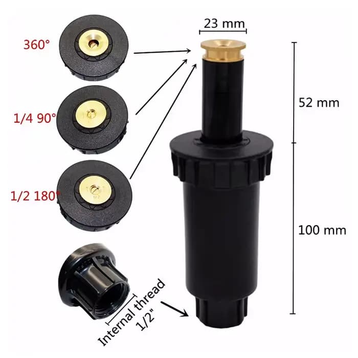 Arroseur Popup pour pelouse et jardin, 90/180/360 degrés, buse de réfraction agricole pour l'arrosag