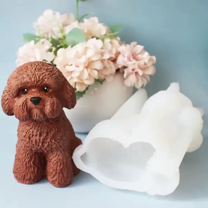 Moule en silicone chiot mignon pour bougie à pincer, pendentif en plâtre, goutte de colle artisanale, artisanat, articles d'ameublement