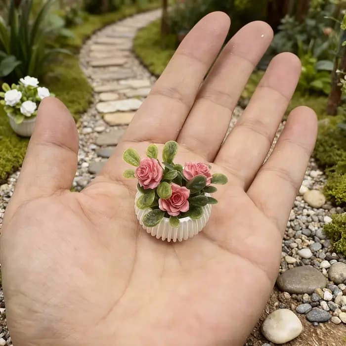 Plantes miniatures en pot de roses