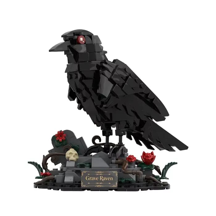 MOC Dark Night Raven Building Blocks Model Halloween Gothic Spooky Raven Creative Bird Bricks Assembly Toys Kids Birthday Gifts