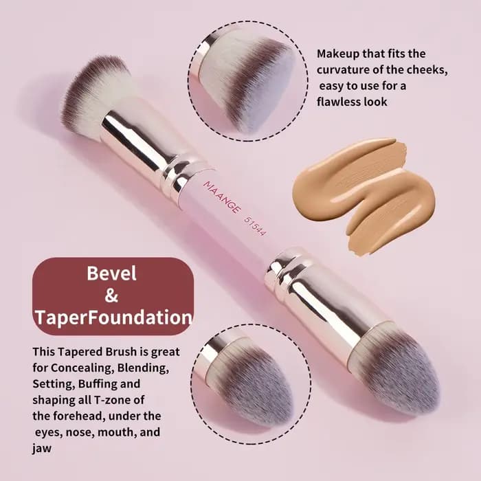 MAANGE-Ensemble de pinceaux de maquillage de base, 4 pièces, avec boîte, pour fond de teint en poudre, blush, détails pour ombre à barrage, voyage intérieur