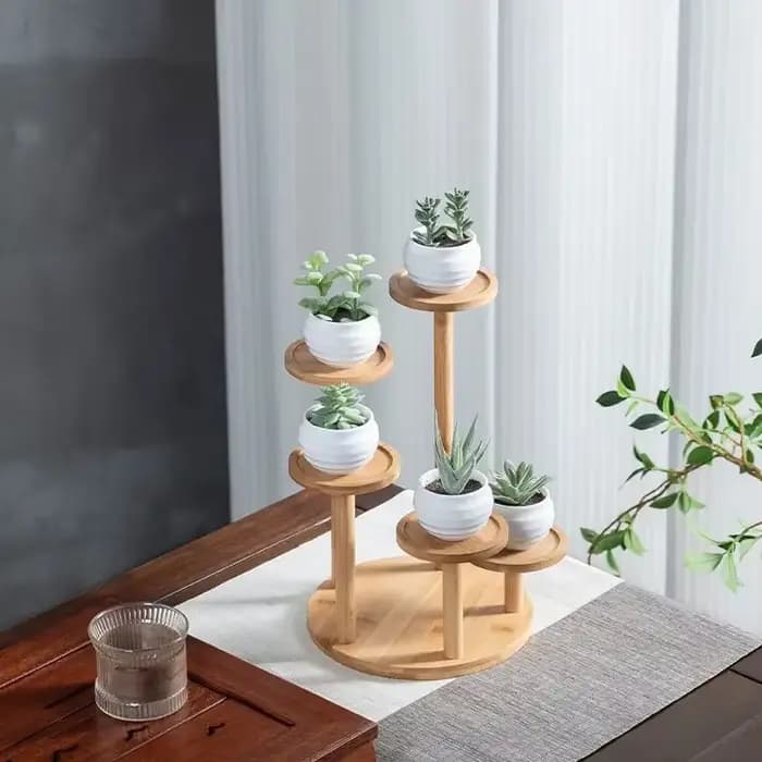 Fleur de bureau en bois de bambou T1