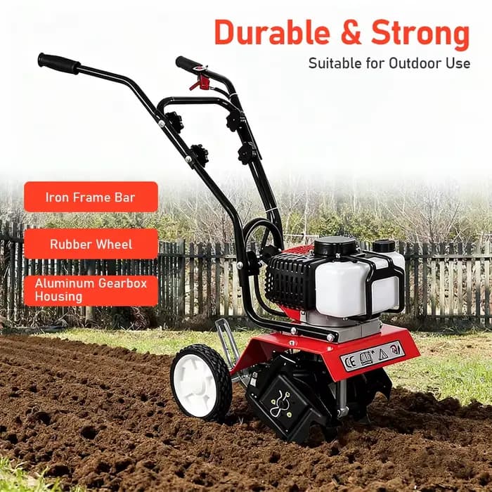 Motoculteur robuste 52CC 1700W 6500-7000 tr/min pour le travail du sol sur de grandes surfaces