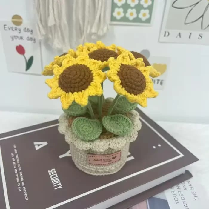Bouquet de laine au crochet fait à la main