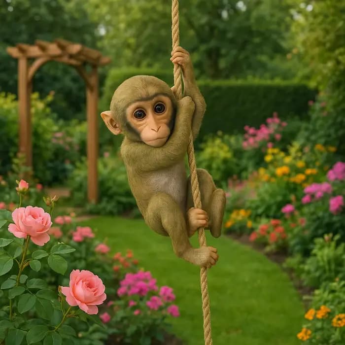 Figurine de singe grimpant de jardin