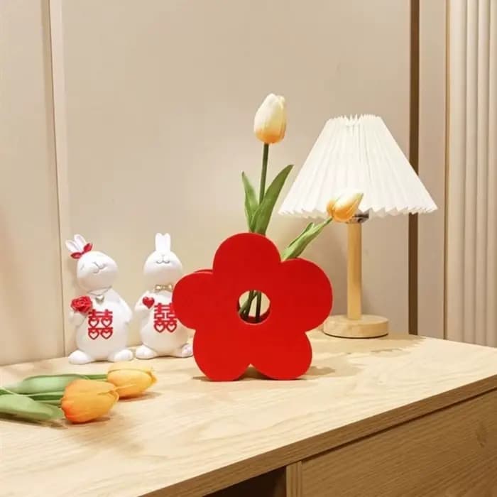 Vase à Fleurs Rouge de Bonne Fortune