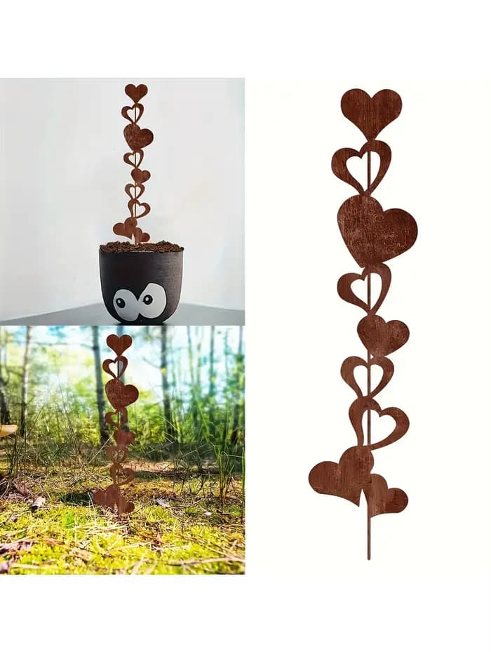 Décoration de jardin en métal rustique en forme de cœur
