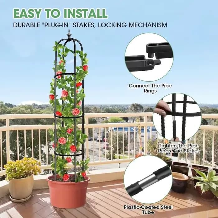 Support de grimpement en métal antirouille pour plantes en pot