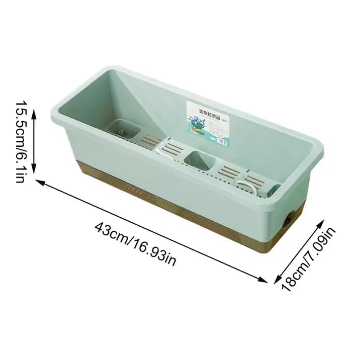 Jardinière auto-arrosante rectangulaire avec trou de drainage et indicateur de niveau d'eau pour légumes