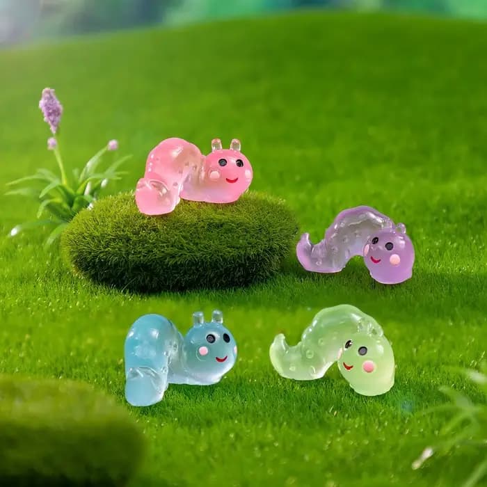 Larve de coléoptère simulée phosphorescente - Accessoire de décoration DIY pour terrarium et jardin de plantes succulentes