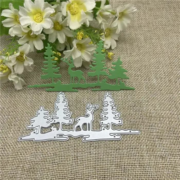 Cadre de bordure d'arbre de cerf, matrices de découpe en métal, pochoirs pour bricolage, Scrapbooking, gaufrage décoratif, modèle artisanal