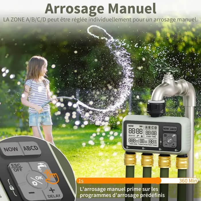 Minuteur d'arrosage Diivoo 4 zones