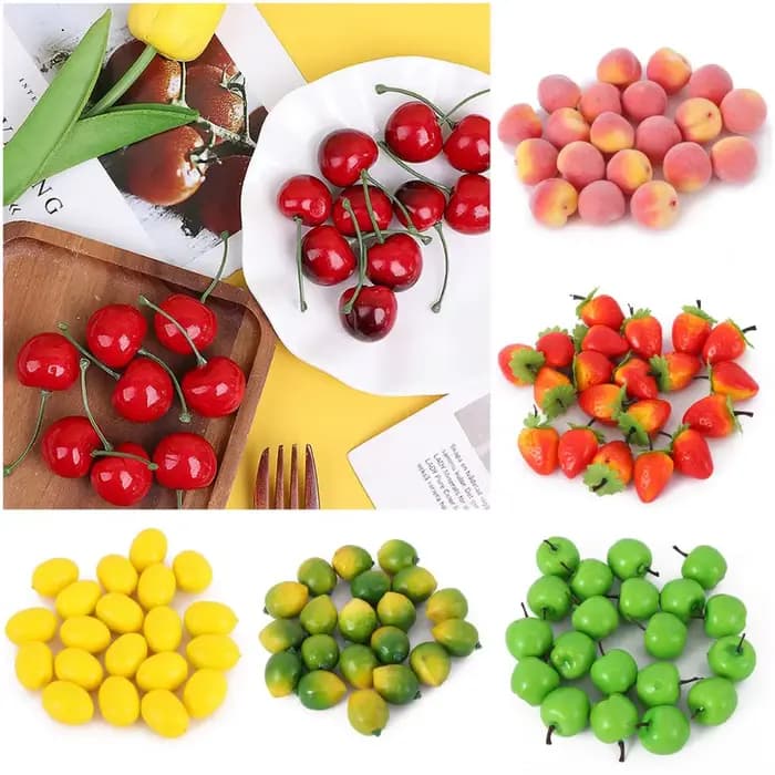 20 pièces de fruits et légumes artificiels multicolores