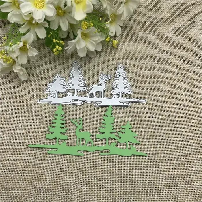 Cadre de bordure d'arbre de cerf, matrices de découpe en métal, pochoirs pour bricolage, Scrapbooking, gaufrage décoratif, modèle artisanal