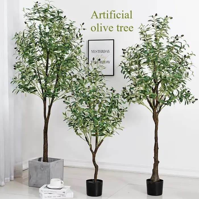 Grande plante artificielle d'olivier faux olive avec bassin 60 Cm à 210 Cm arbre en soie tropicale pour la décoration de fête de bureau à domicile