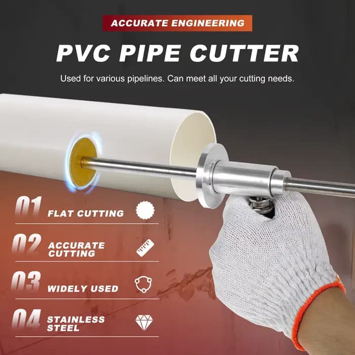 Outil de coupe de tuyaux en PVC en acier inoxydable avec 5/11 lames-poignée ergonomique à profondeur réglable pour une coupe intérieure lisse de plomberie