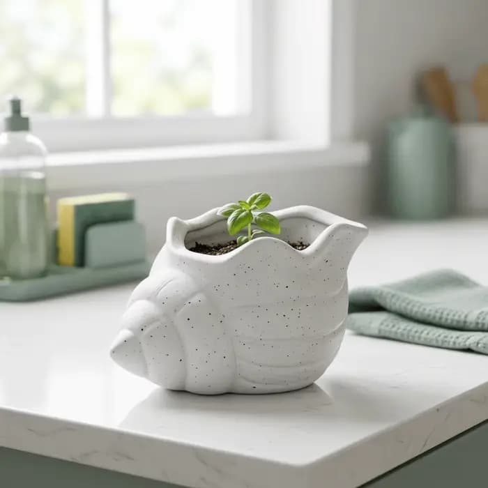 Pot de fleurs créatif en forme de conque imprimé en 3D
