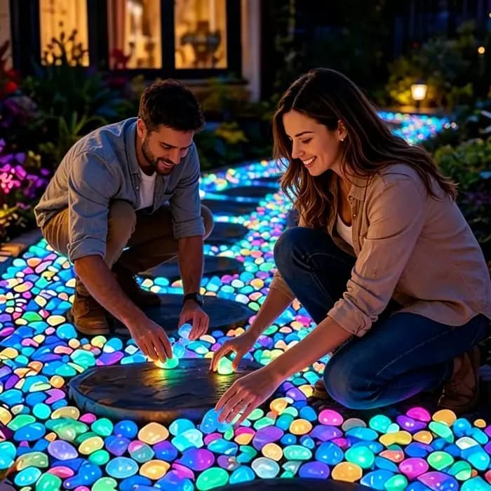 Galets Lumineux pour Jardin 200 Pièces