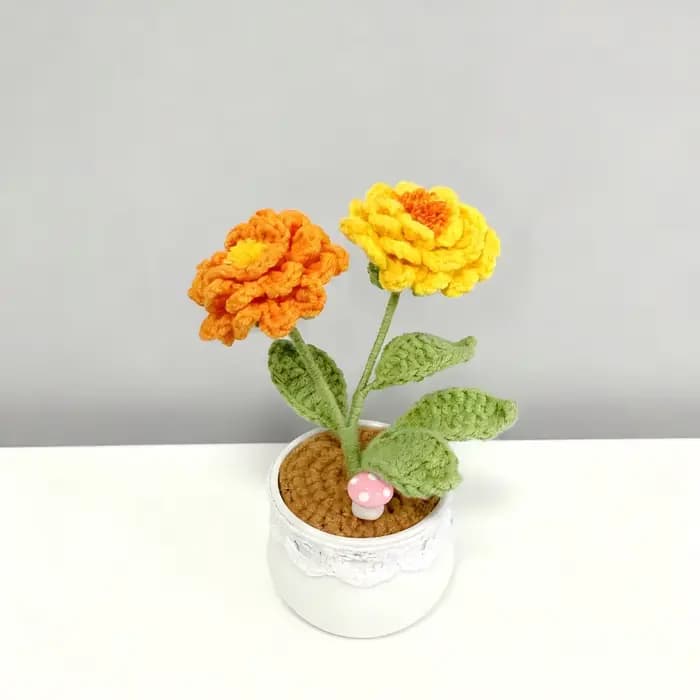 Pivoine au Crochet faite à la main en pot