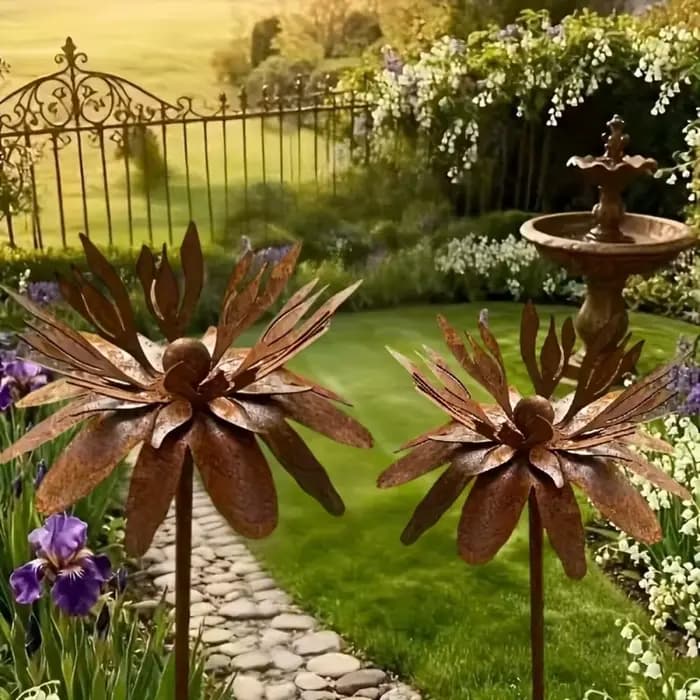 Piquet de jardin en fer rustique vintage