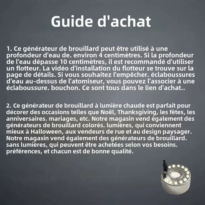 Générateur de Brouillard Ultrasonique 24V