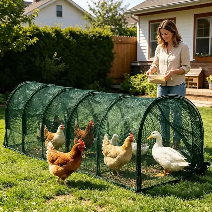 Serre tunnel de jardin portable pour poulets, avec structure en maille pare-soleil, accessoires de jardin pour plantes et légumes d'extérieur