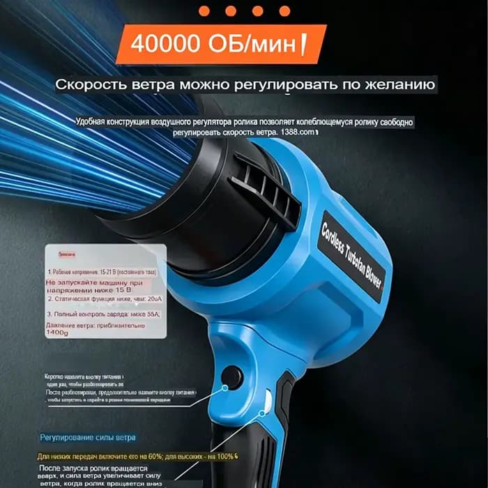 Souffleur turbo sans balais pour batterie Li-ion 18 V Makita/Dewalt/Milwaukee/Bosch/Ryobi