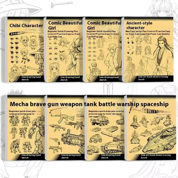 1 pièce, 48 pages, livre de dessin simple avec croquis de personnages d'anime dessinés à la main, pour débutants, pour le traçage et la pratique