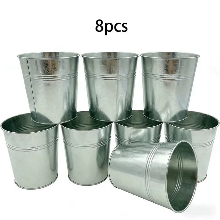 Boîte de 8 jardinières en métal galvanisé