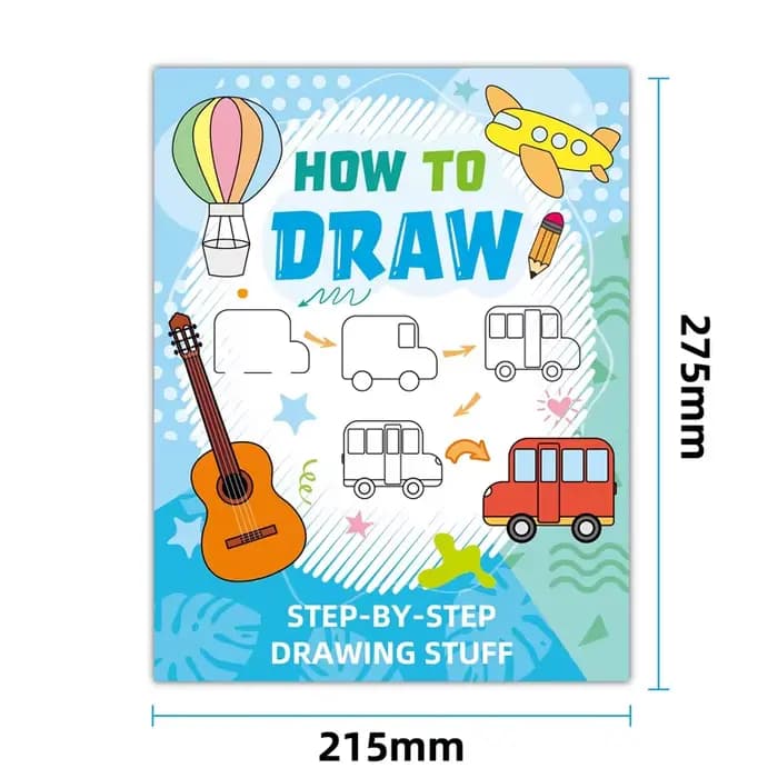 Livre de dessin amusant, guide étape par étape avec illustrations d'animaux, personnages de dessins animés mignons, livre de motifs colorés