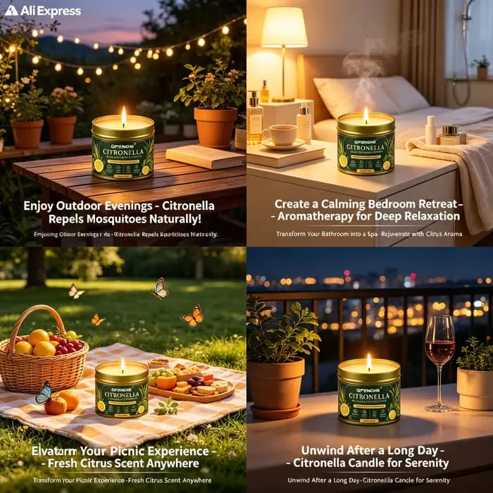 Bougie d'aromathérapie à la citronnelle