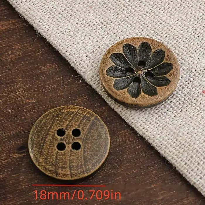 Paquet de 10 boutons en bois vieilli