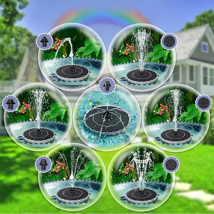 Pompe de fontaine flottante solaire avec lumière LED colorée pour jardin extérieur