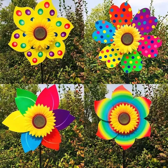 Décoration de jardin : Moulin à vent tournesol rotatif