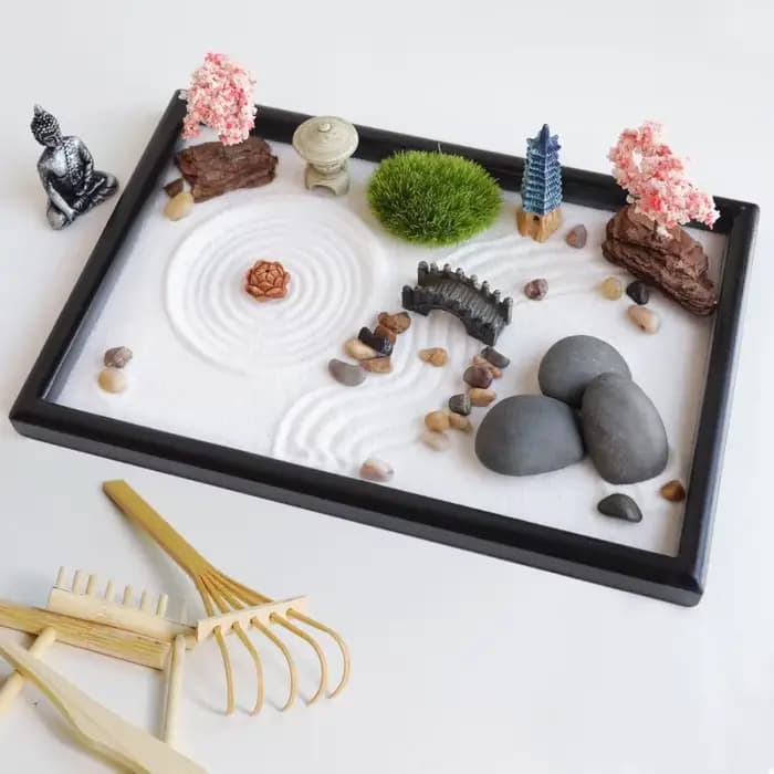 Plateau de sable pour jardin zen - Décoration de bureau - Artisanat et ornements anti-stress
