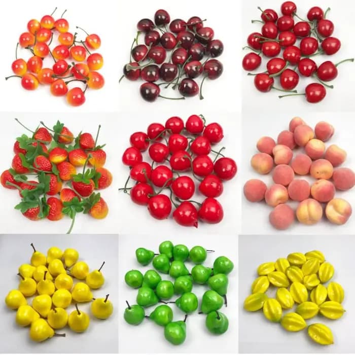 20 pièces de fruits et légumes artificiels multicolores