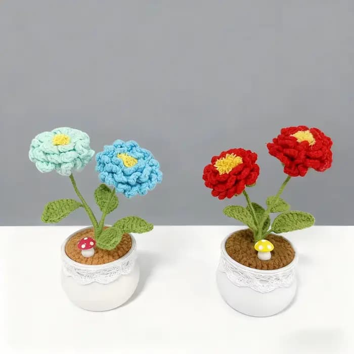 Pivoine au Crochet faite à la main en pot