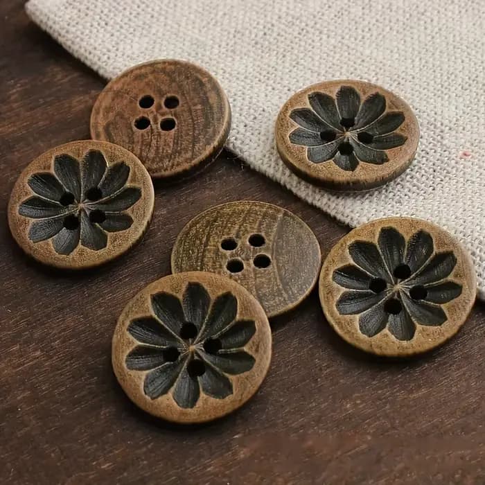 Paquet de 10 boutons en bois vieilli