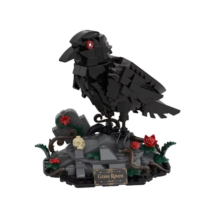MOC Dark Night Raven Building Blocks Model Halloween Gothic Spooky Raven Creative Bird Bricks Assembly Toys Kids Birthday Gifts