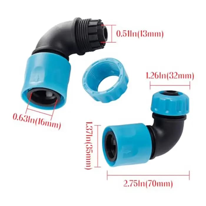 Connecteurs rapides coudés pour tuyau d'arrosage, 2 pièces, arroseurs pour l'irrigation du jardin, lavage de voiture, tuyau 1/2, arrosage domestique du jardin