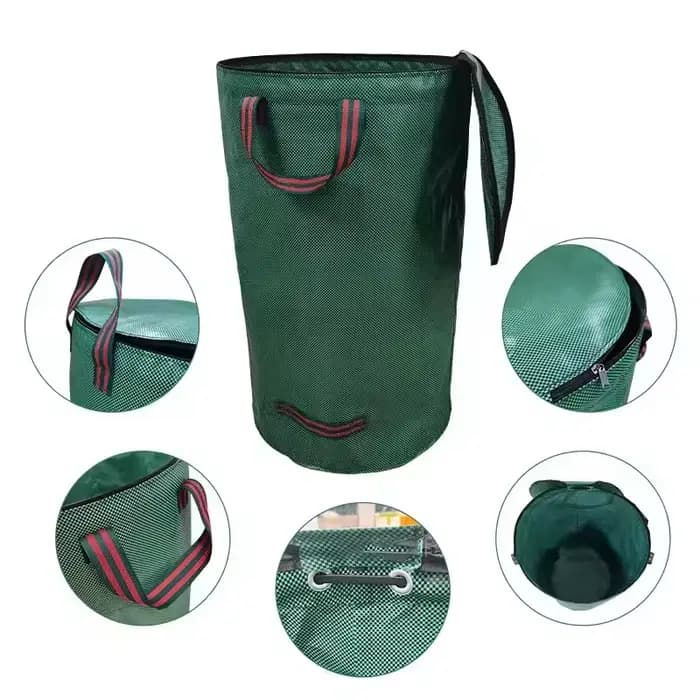 Sac de Jardin Pliable avec Couvercle pour Déchets