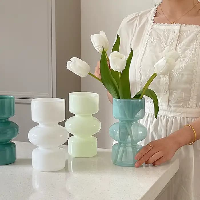 Ins-Vase à fleurs hydroponique en verre