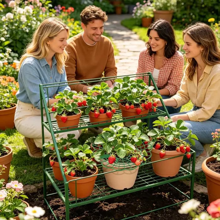 Support de culture pour fraises en pot