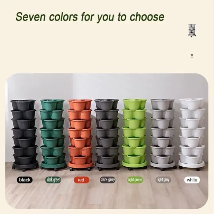 Jardinière verticale empilable multi-niveaux en plastique avec roulettes mobiles pour fraises